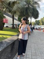 Jaipuri print sleeveless kurti  (Gray)