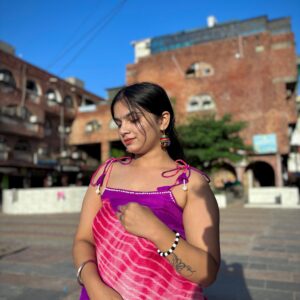 Beautiful pearls detailing sleeveless kurti